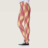 Abstraktes Orange Red Cube Muster Leggings (Links)
