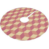 Abstraktes Orange Red Cube Muster Polyester Weihnachtsbaumdecke (Schrägansicht)