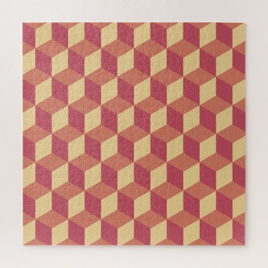 Abstraktes Orange Red Cube Muster Puzzle (Vertikal)