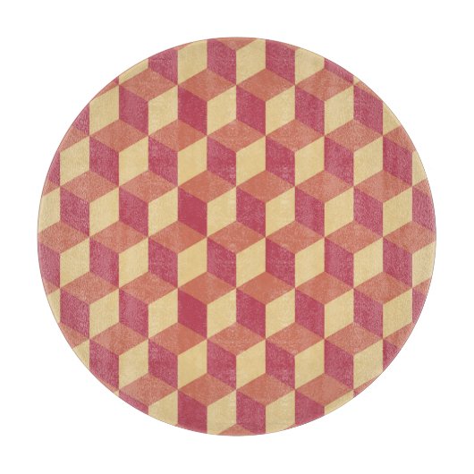 Abstraktes Orange Red Cube Muster Schneidebrett (Vorderseite)