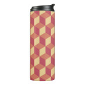 Abstraktes Orange Red Cube Muster Thermosbecher (Nach links gedreht)