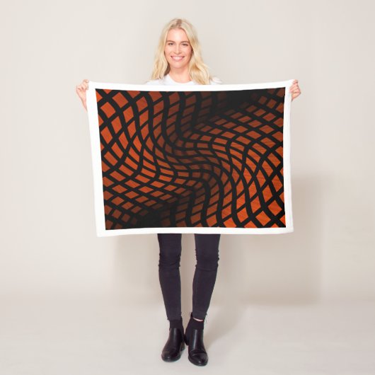 Abstraktes orange-schwarzes geometrisches Muster F Fleecedecke (Beispiel)