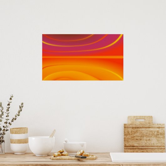 Abstraktes Orange Swirl Poster (Küche)