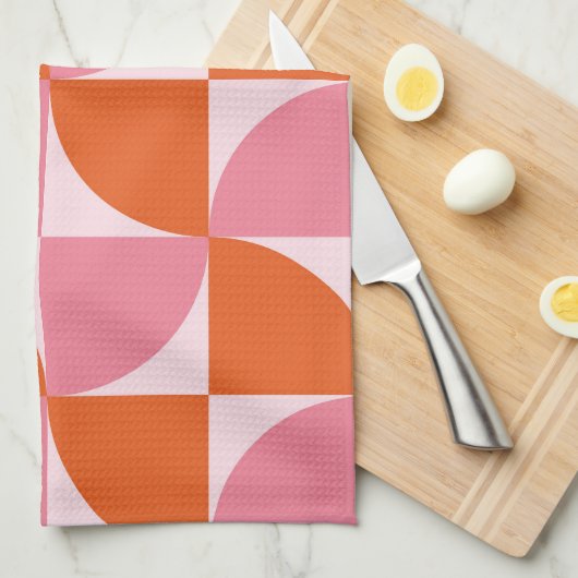 Abstraktes Orange- und Pink-Muster aus der Mitte d Geschirrtuch (Viertel Falte)