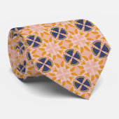 Abstraktes orange und rosa geometrisches Muster Krawatte (Gerollt)