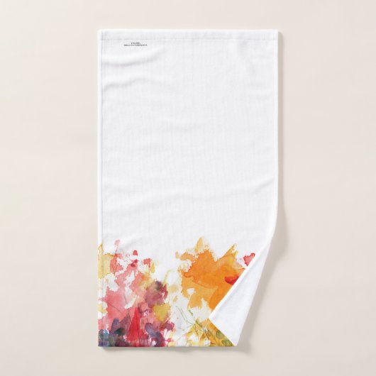 Abstraktes Orange und Weiße Wasserfarben - Blüten Badhandtuch Set (Handtuch)