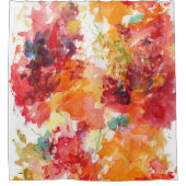 Abstraktes Orange und Weiße Wasserfarben Duschvorhang (Vorderseite)