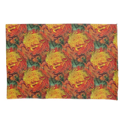 Abstraktes orangefarbenes gelbes Muster Kissenbezug (Vorderseite)