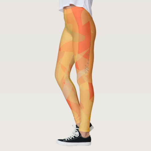 Abstraktes orangefarbenes Muster Leggings (Links)