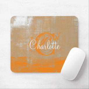 Abstraktes orangefarbenes Weiß Mousepad