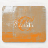 Abstraktes orangefarbenes Weiß Mousepad (Vorne)
