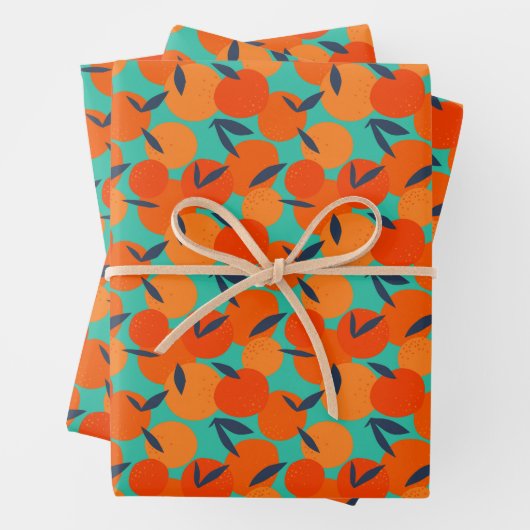 Abstraktes Orangenfruchtmuster Geschenkpapier Set (Beispiel)