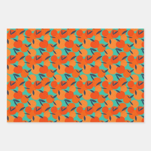 Abstraktes Orangenfruchtmuster Geschenkpapier Set (Vorderseite)