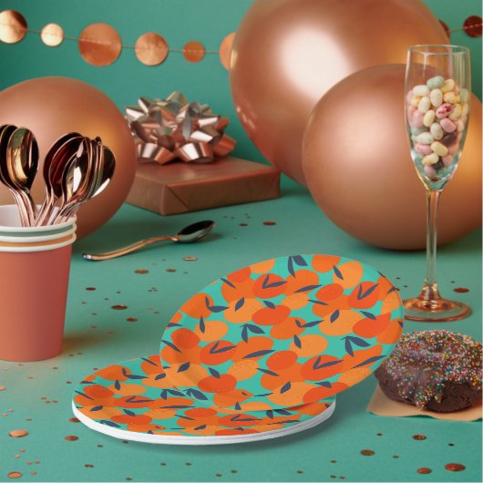 Abstraktes Orangenfruchtmuster Pappteller (Multi)