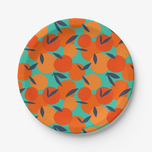 Abstraktes Orangenfruchtmuster Pappteller (Vorderseite)