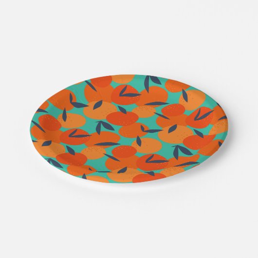 Abstraktes Orangenfruchtmuster Pappteller (Schrägansicht)