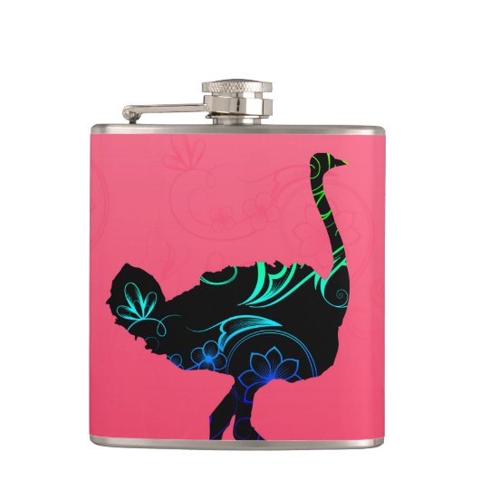 Abstraktes Ostrich-Vinyl eingewickelte Flasche Flachmann (Vorderseite)