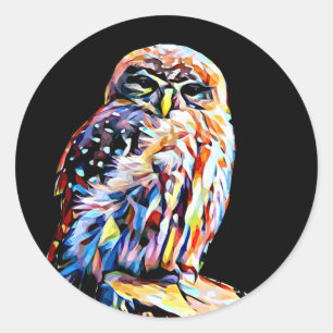 Abstraktes Owl Animal Original Colorlife Runder Aufkleber