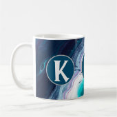 Abstraktes Ozean-Monogramm Kaffeetasse (Links)