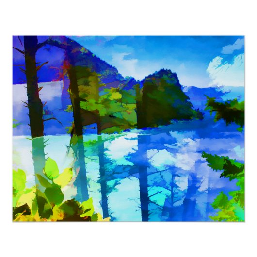 Abstraktes Ozean und Gebirge Glossarposter Poster (Vorderseite)