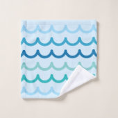 Abstraktes Ozean-Wellen-Muster Badhandtuch Set (Waschlappen)