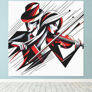 Abstraktes Paar mit Violine Leinwanddruck