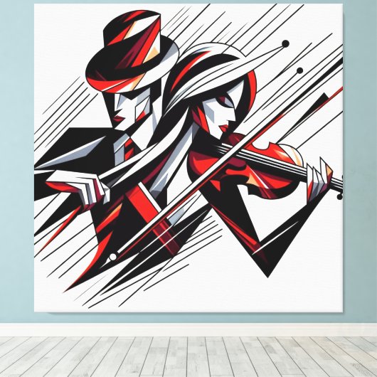 Abstraktes Paar mit Violine Leinwanddruck (Insitu (Holzboden))