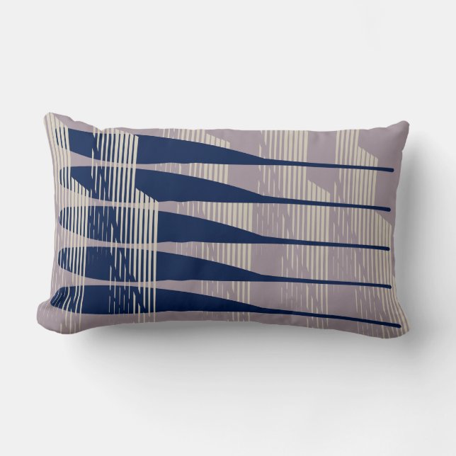 Abstraktes Paddelkissen in Navy & Lavender Pillow Lendenkissen (Vorderseite)