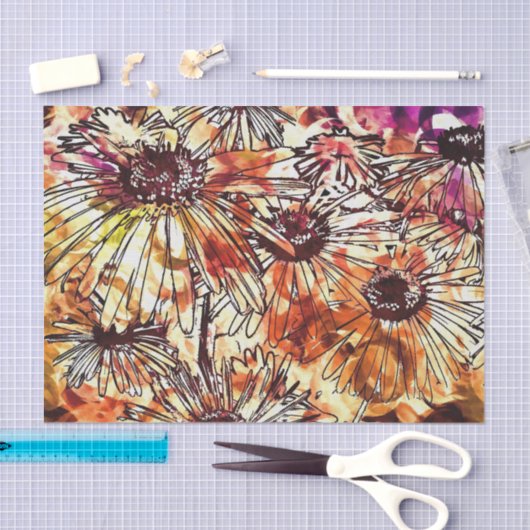 Abstraktes Paint Daub Sonnenblumenmuster Seidenpapier (Handwerk)