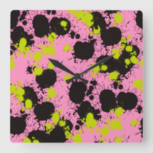 Abstraktes Paint Spritzer Muster Quadratische Wanduhr