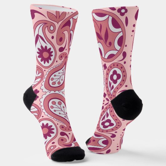 Abstraktes Paisley Muster in Pinks Blume Spitze Socken (Gewinkelt)