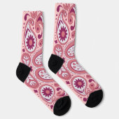 Abstraktes Paisley Muster in Pinks Blume Spitze Socken (Rechts)