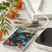 Abstraktes Panther Akryleckenfeld mit Namen Schlüsselanhänger (Vorderseite rechts)