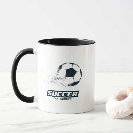 Abstraktes Partikel-Fußball-Turnier-Design Tasse (Mit Donut)