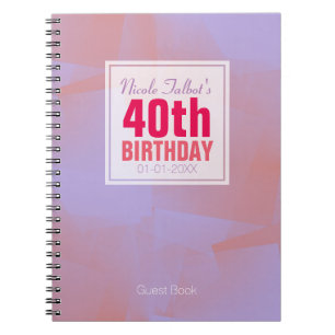 Abstraktes Pastel 40. Geburtstag Gast Book 8a Notizblock
