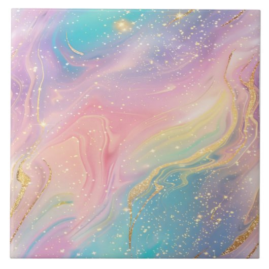 Abstraktes Pastell-Glitzer-Muster im Deep Space Fliese (Vorderseite)