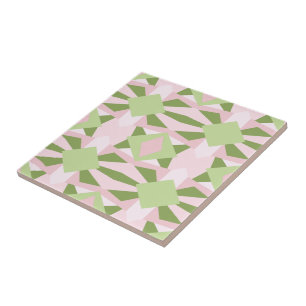 Abstraktes Pastell Grün und Rosa geometrisches Mus Fliese