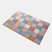 Abstraktes Pastell-Tile-Wandmuster Fußmatte (Schrägansicht)