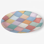 Abstraktes Pastell-Tile-Wandmuster Pappteller (Schrägansicht)