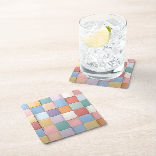 Abstraktes Pastell-Tile-Wandmuster Rechteckiger Pappuntersetzer (Vor Ort)