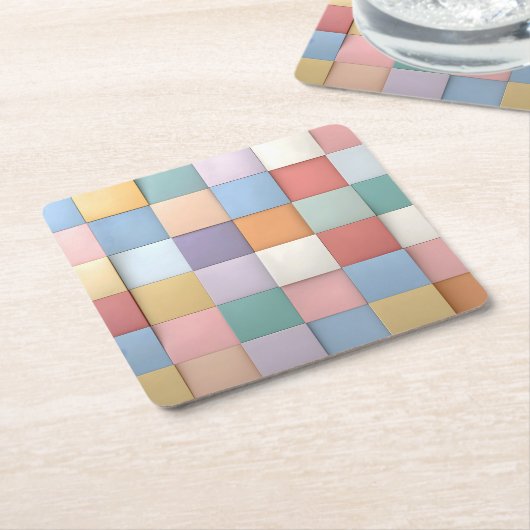 Abstraktes Pastell-Tile-Wandmuster Rechteckiger Pappuntersetzer (angewinkelt)