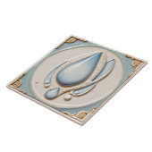 Abstraktes pastellblaues & weißes Badezimmer Fliese (Seite)