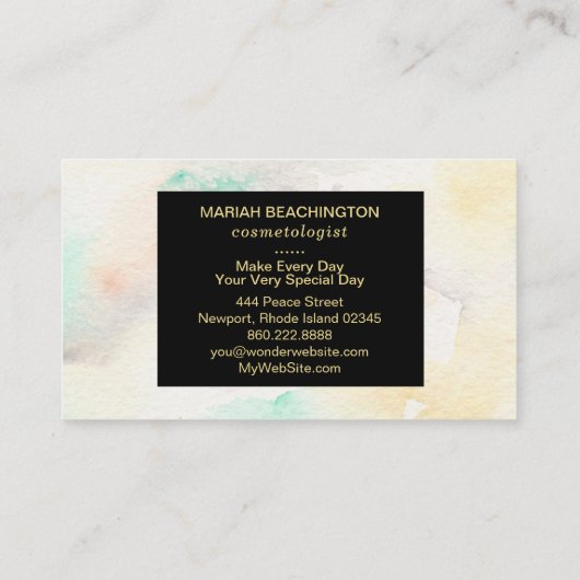 *~* abstraktes Pastellwatercolor-Glitzer-Goldfeld Visitenkarte (Rückseite)