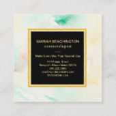 *~* abstraktes Pastellwatercolor-GoldGlitzer-Feld Quadratische Visitenkarte (Rückseite)