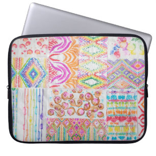 Abstraktes Patchwork, Aquarellmuster gefärbte Kraw Laptopschutzhülle