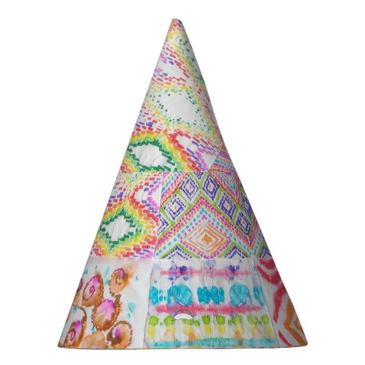 Abstraktes Patchwork, Aquarellmuster gefärbte Kraw Partyhütchen (Rechts)