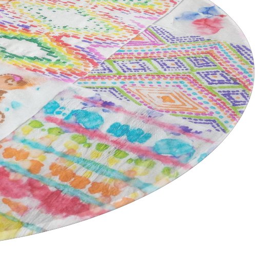 Abstraktes Patchwork, Aquarellmuster gefärbte Kraw Schneidebrett (Ecke)