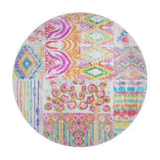 Abstraktes Patchwork, Aquarellmuster gefärbte Kraw Schneidebrett