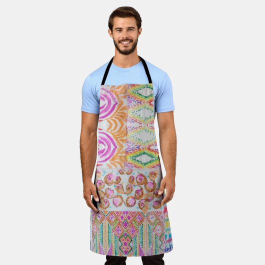 Abstraktes Patchwork, Aquarellmuster gefärbte Kraw Schürze (Getragen)