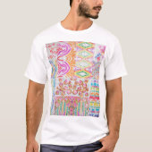 Abstraktes Patchwork, Aquarellmuster gefärbte Kraw T-Shirt (Vorderseite)